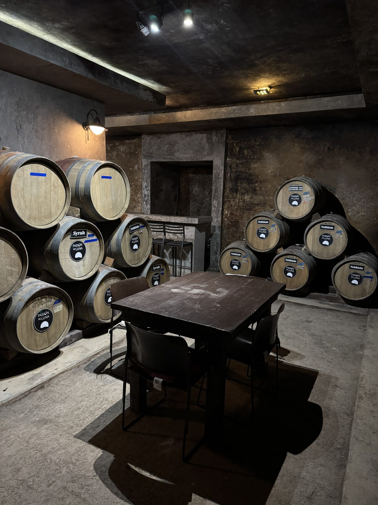 Cava Vinícola Pasión de Luna — sala de barricas
